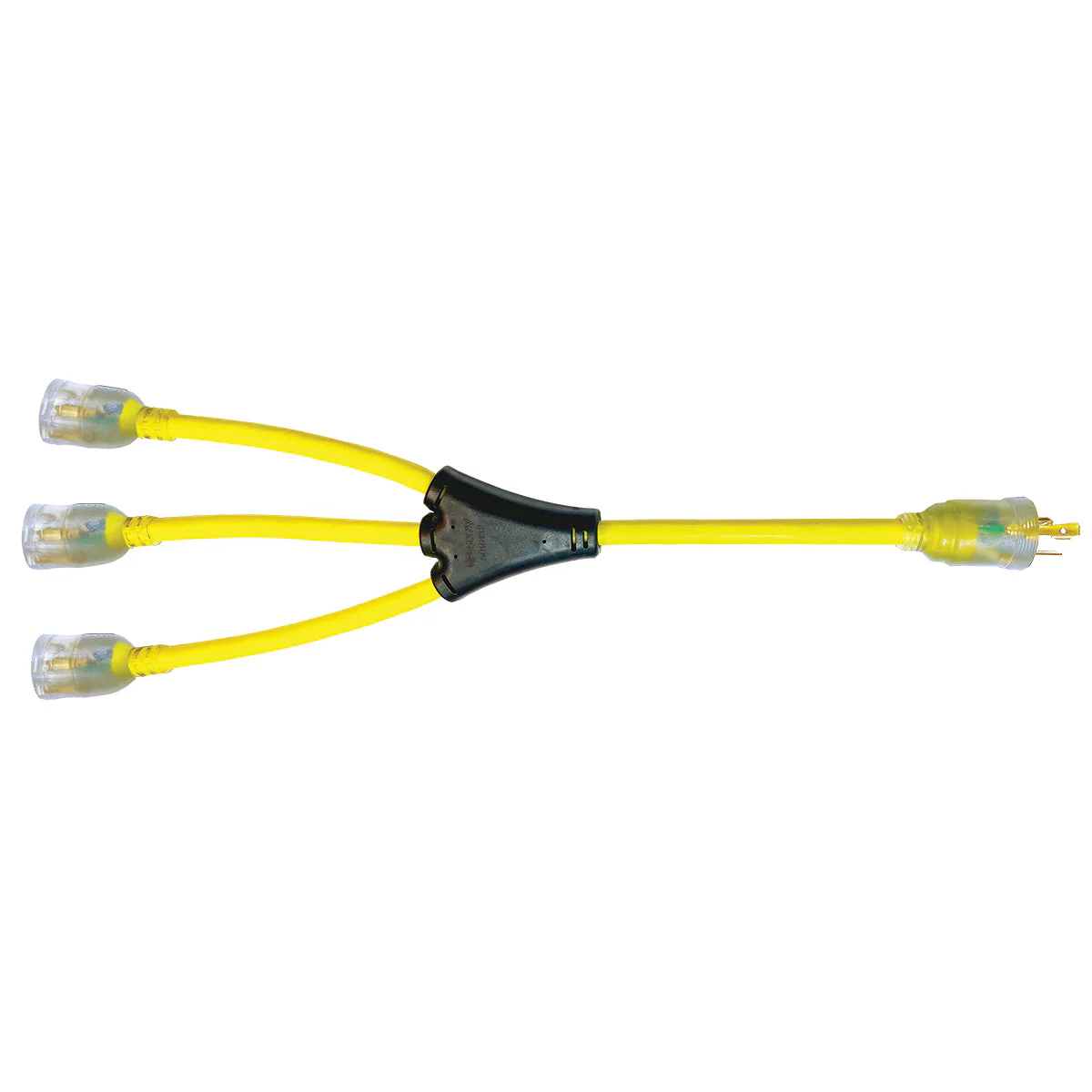Voltec 20 Amp Generator "W" Adapter w/ Locking Plug & Lighted Ends (L5-30P Plug to Triple 5-20R)