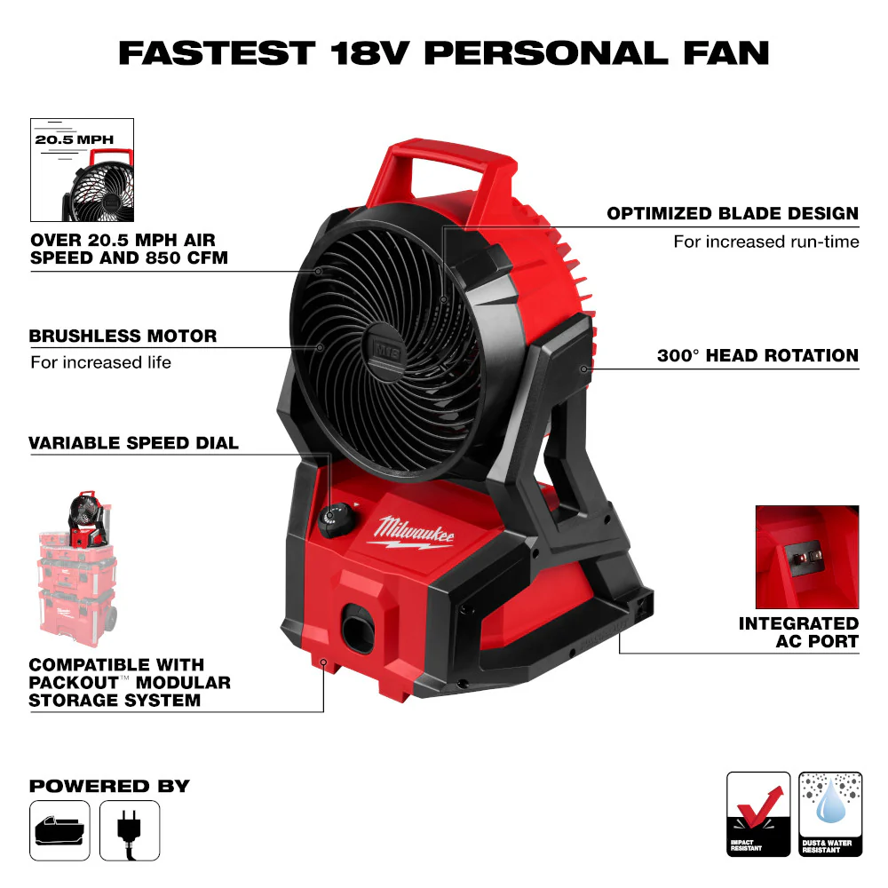 Milwaukee M18™ Brushless PACKOUT™ Fan - Tool Only - Image 14
