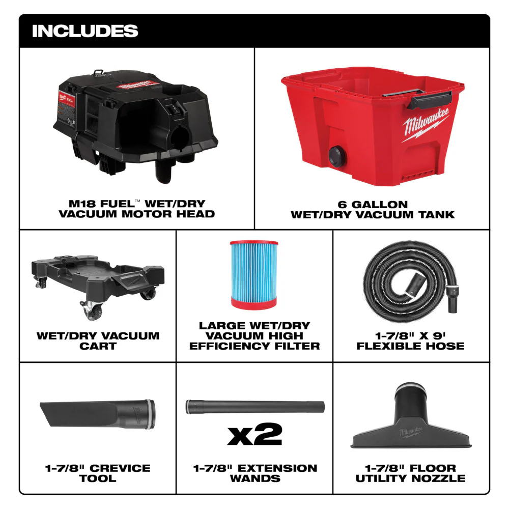 Milwaukee M18 FUEL 6 gal. Wet/Dry Vacuum - Tool Only - Image 2