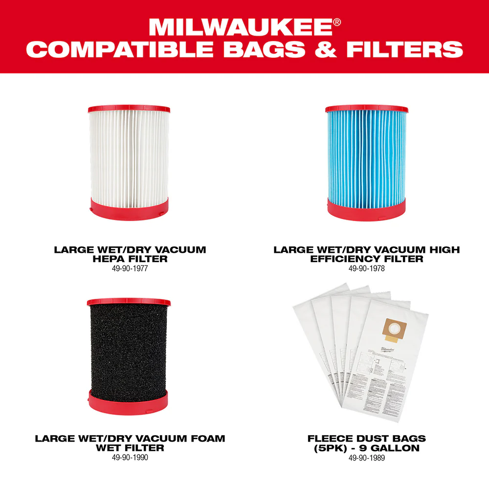 Milwaukee M18 FUEL 9 Gallon Dual-Battery Wet/Dry Vacuum - Tool Only - Image 11