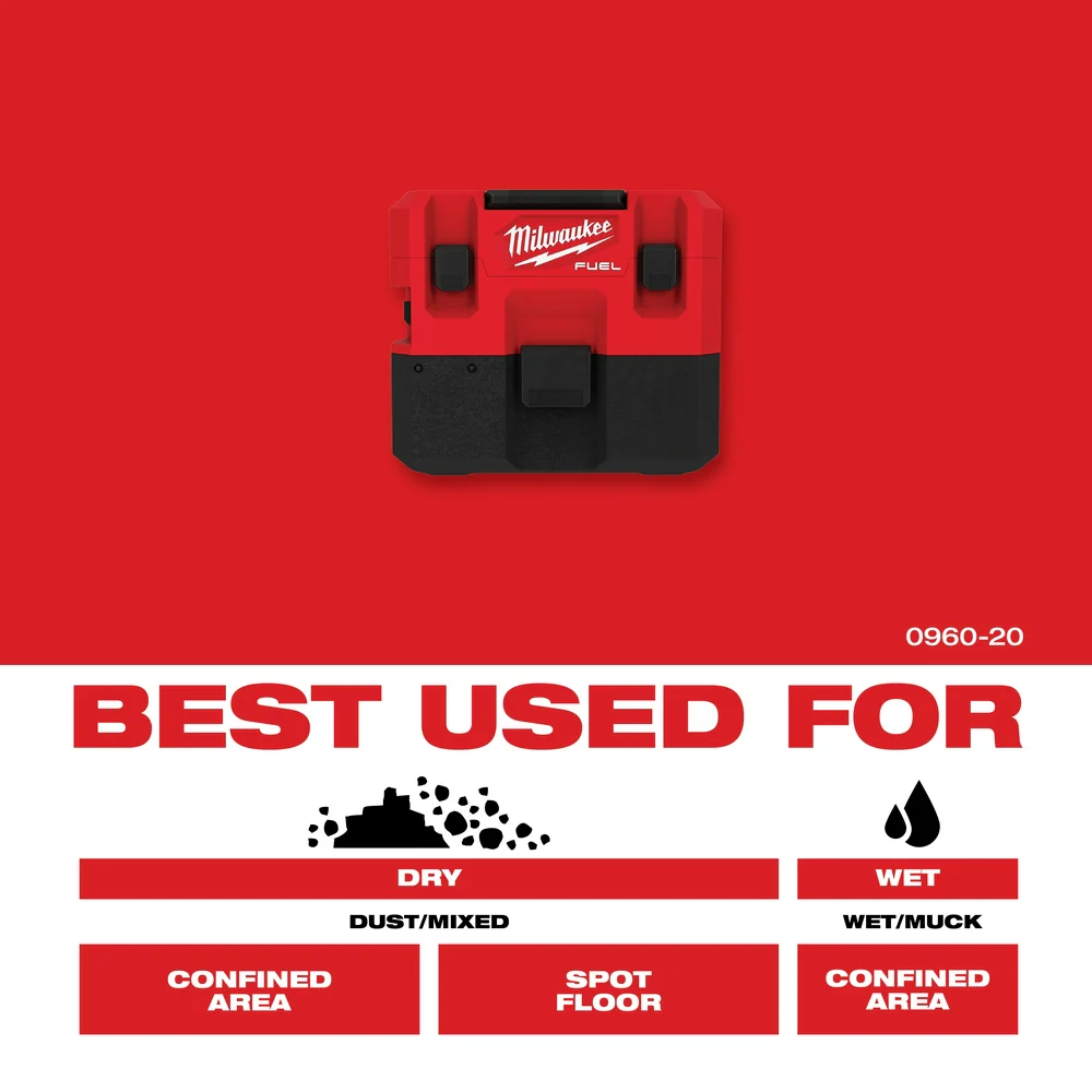 Milwaukee M12 FUEL Cordless 1.6 Gallon Wet/Dry Vacuum - Tool Only - Image 13
