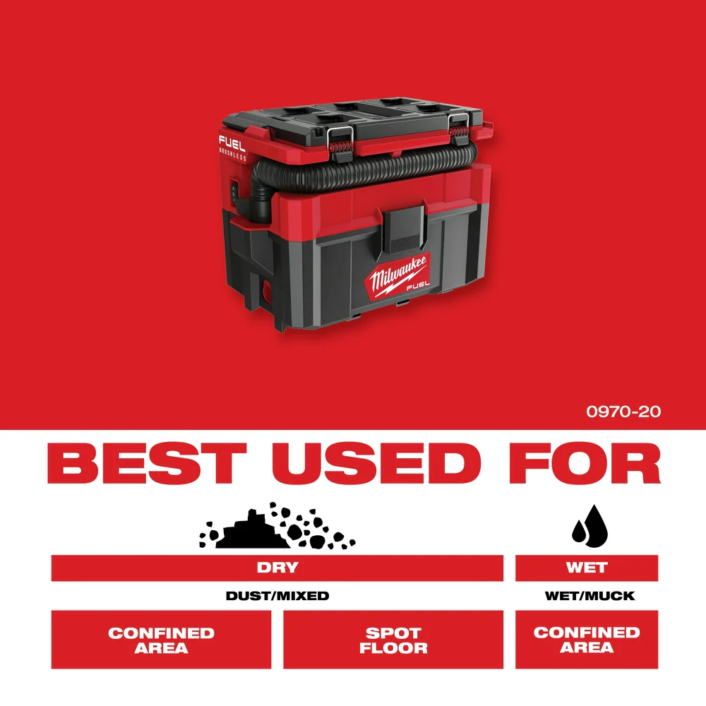 Milwaukee M18 FUEL Cordless PACKOUT 2.5 Gallon Wet/Dry Vacuum - Tool Only - Image 13