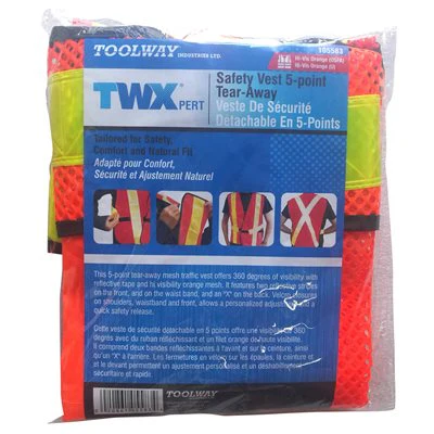 5-Point Tear-Away Safety Vest Hi-Vis Orange (OSFA) - Image 6