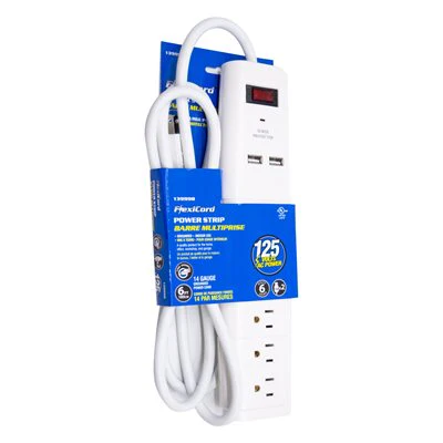 6ft 6-Outlet Surge Protector Power Bar w/ 2 USB Charging Ports - Image 4