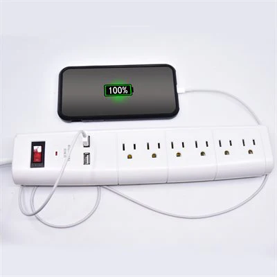 6ft 6-Outlet Surge Protector Power Bar w/ 2 USB Charging Ports - Image 5
