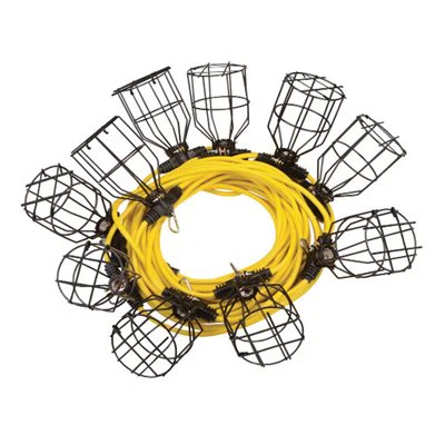 Industrial 150W String Work Light Set 5-Cage STW 12/3 - 50ft