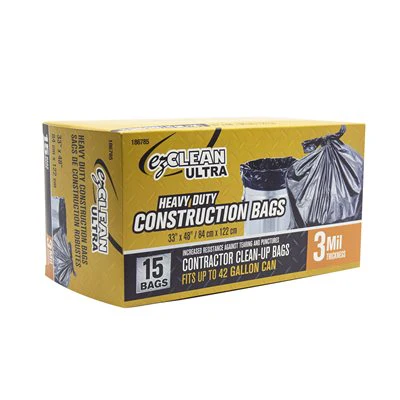 Tooltech 3mil Black Construction Garbage Bags 15PK - 33" x 48" - Image 2
