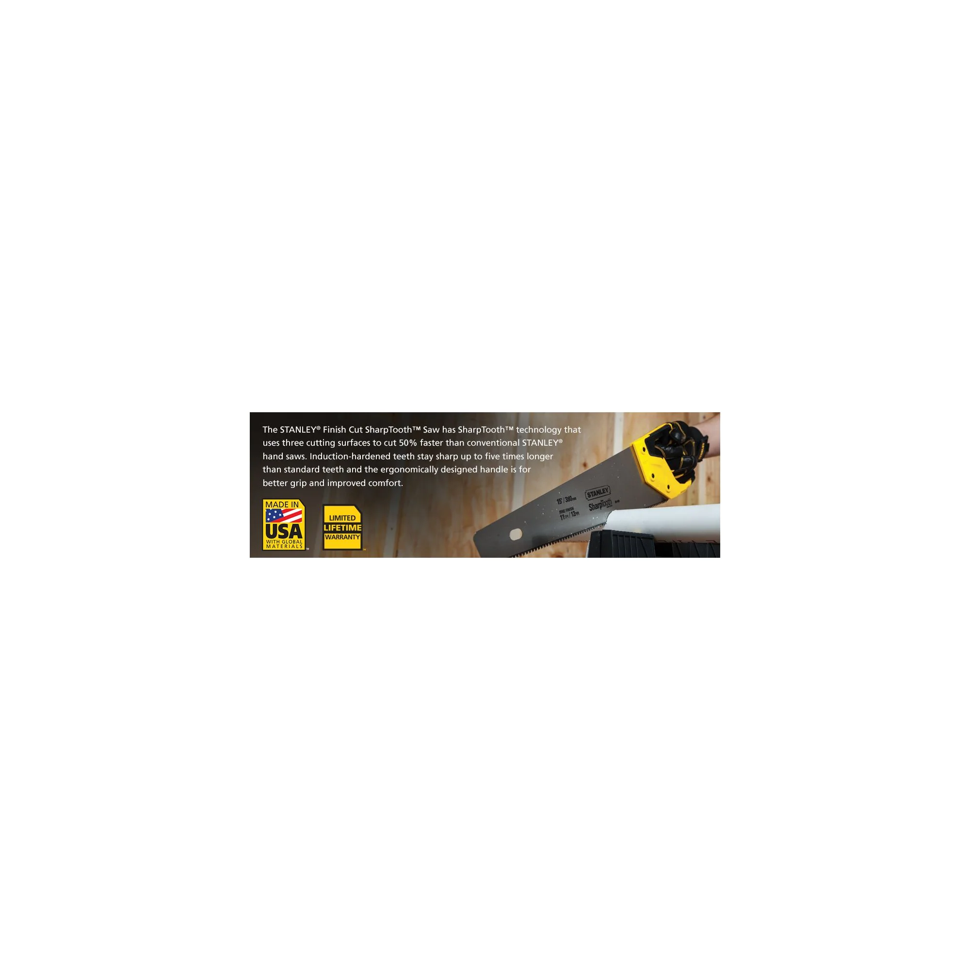 Stanley 15" Finish Cut SharpTooth Saw - Image 5