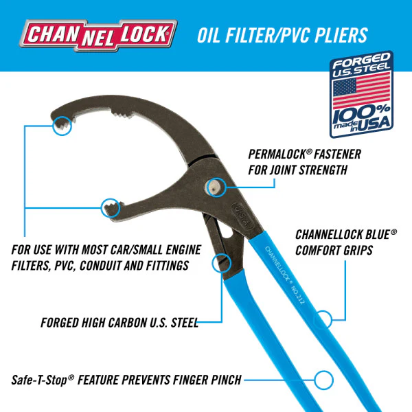 Channellock Oil Filter/PVC Pliers - 12" - Image 3