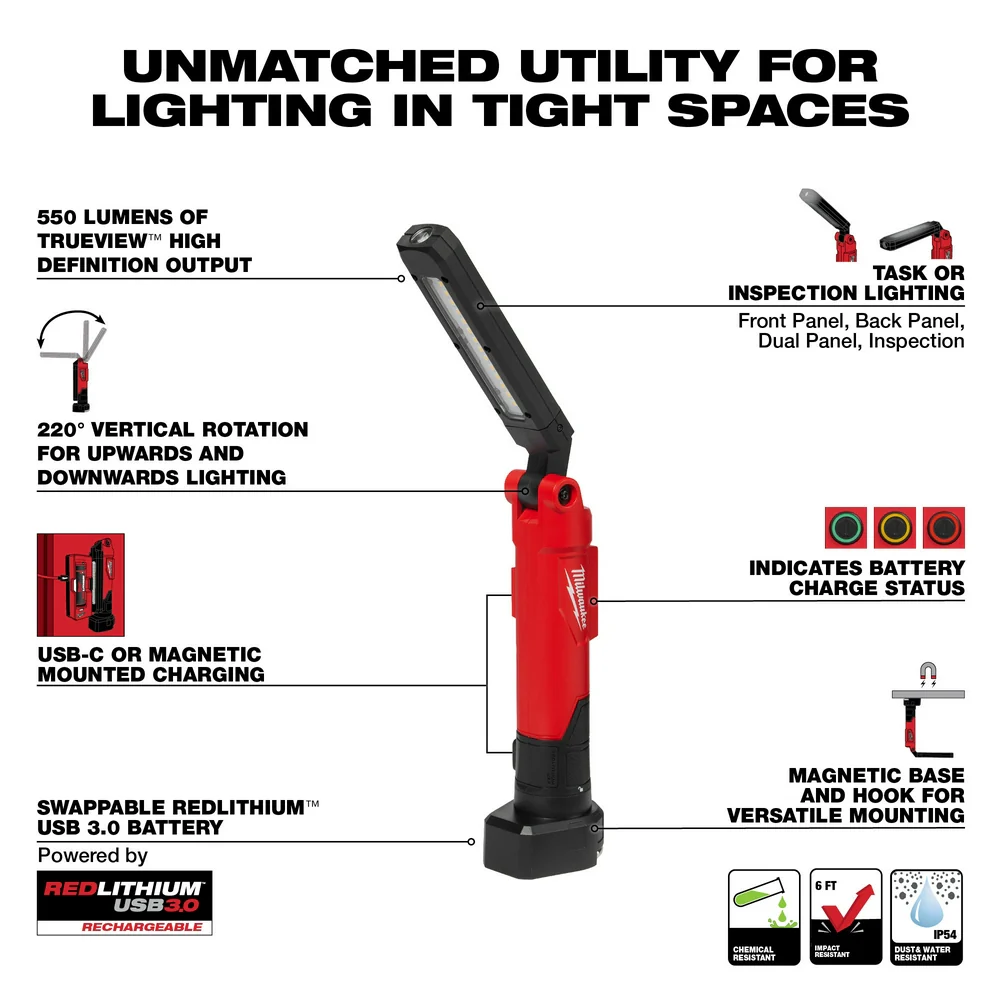 Milwaukee REDLITHIUM USB Stick Light W/ Magnet & Charging Dock - Image 3