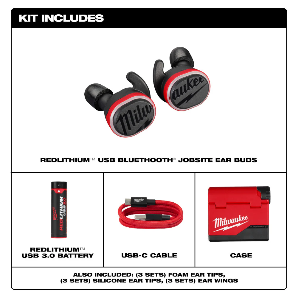Milwaukee REDLITHIUM USB Bluetooth Jobsite Ear Buds - Image 7