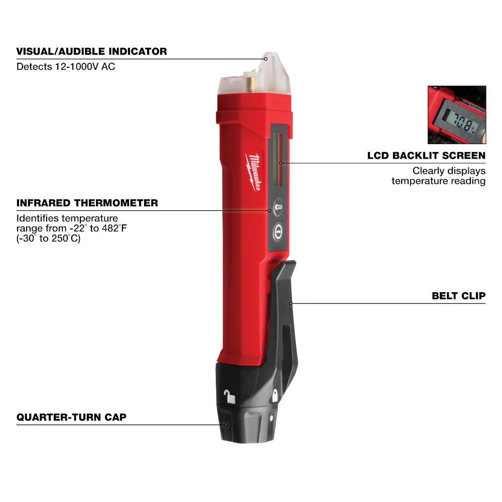 Milwaukee Non-Contact Voltage Detector w/ Laser Infrared Thermometer - Image 3