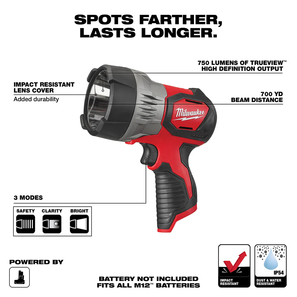Milwaukee M12 TRUEVIEW LED Spot Light - Tool only - Image 2