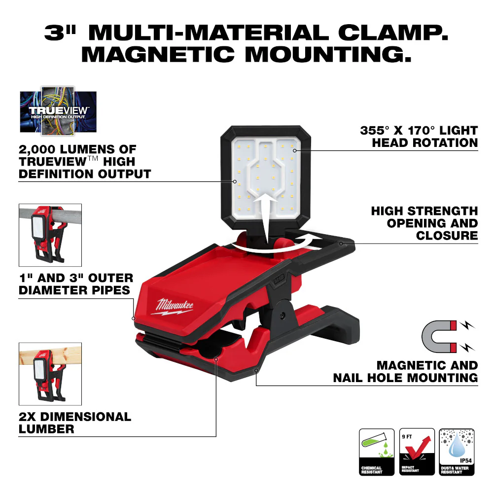 Milwaukee M18™ ROVER™ Clamping Flood Light - Image 2