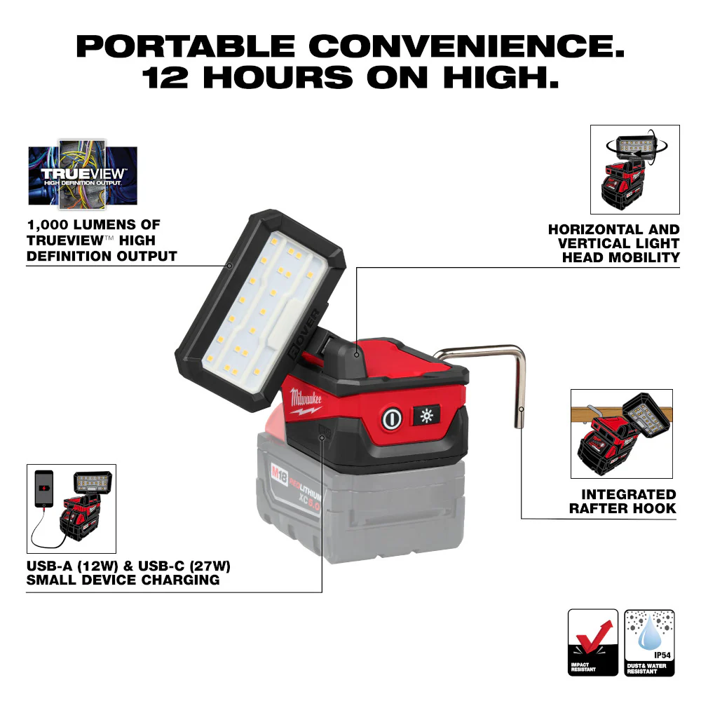 Milwaukee M18™ ROVER™ Compact Folding Flood Light w/ USB Charging - Image 2