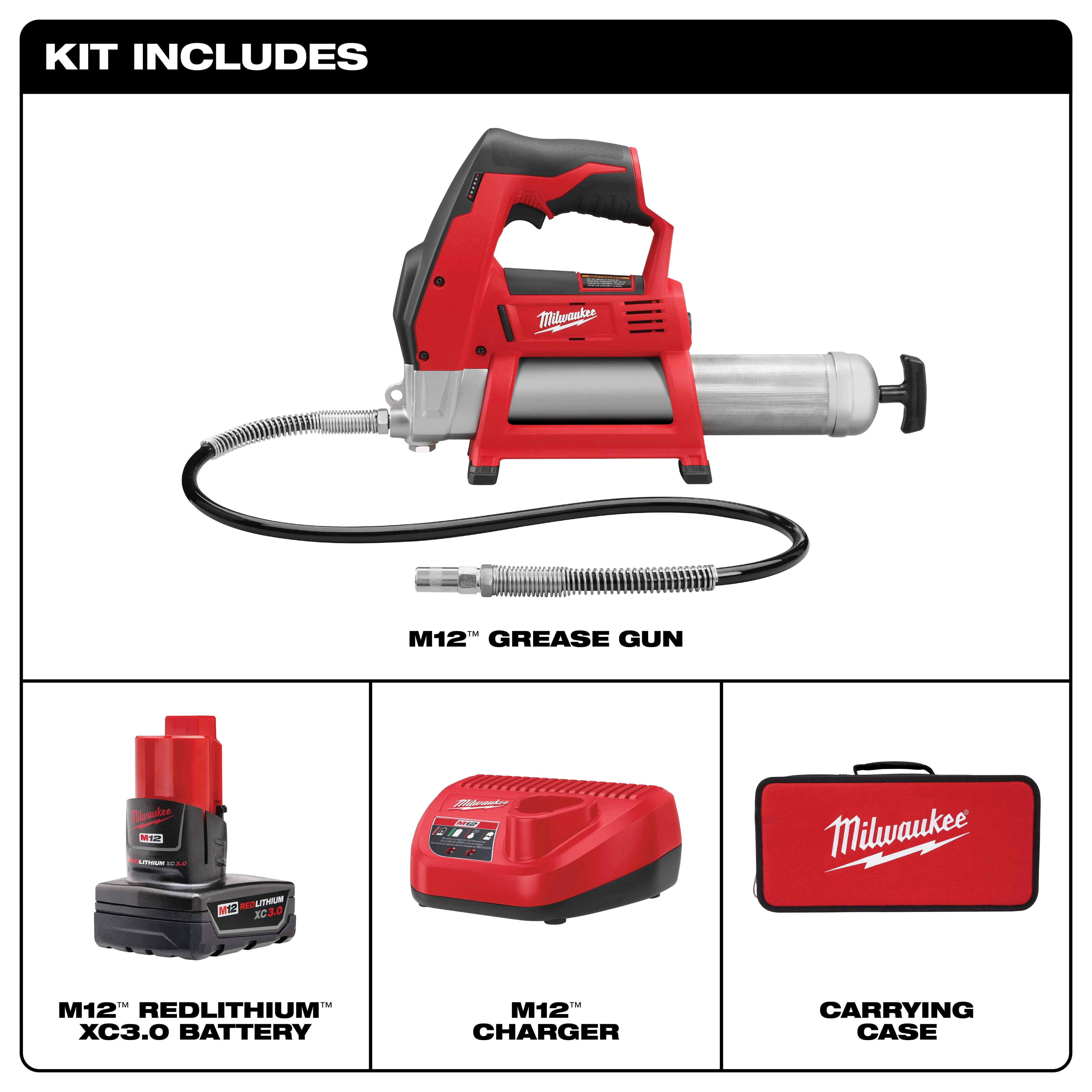 Milwaukee M12 Cordless Grease Gun Kit - Image 4