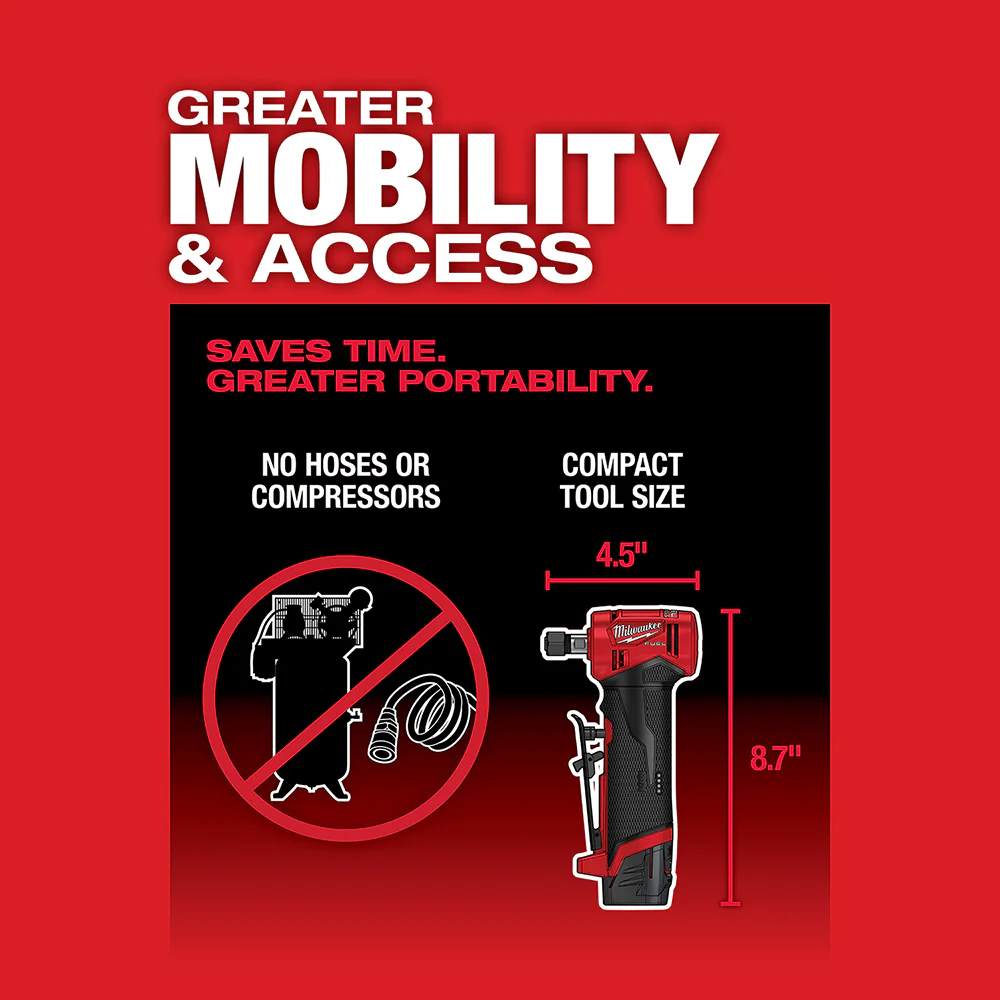 Milwaukee M12 FUEL Cordless Right Angle Die Grinder - Tool Only - Image 6
