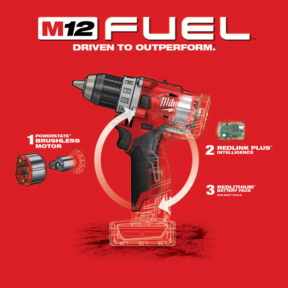 Milwaukee M12 FUEL Cordless 1/2" Drill Driver  - Tool Only - Image 6
