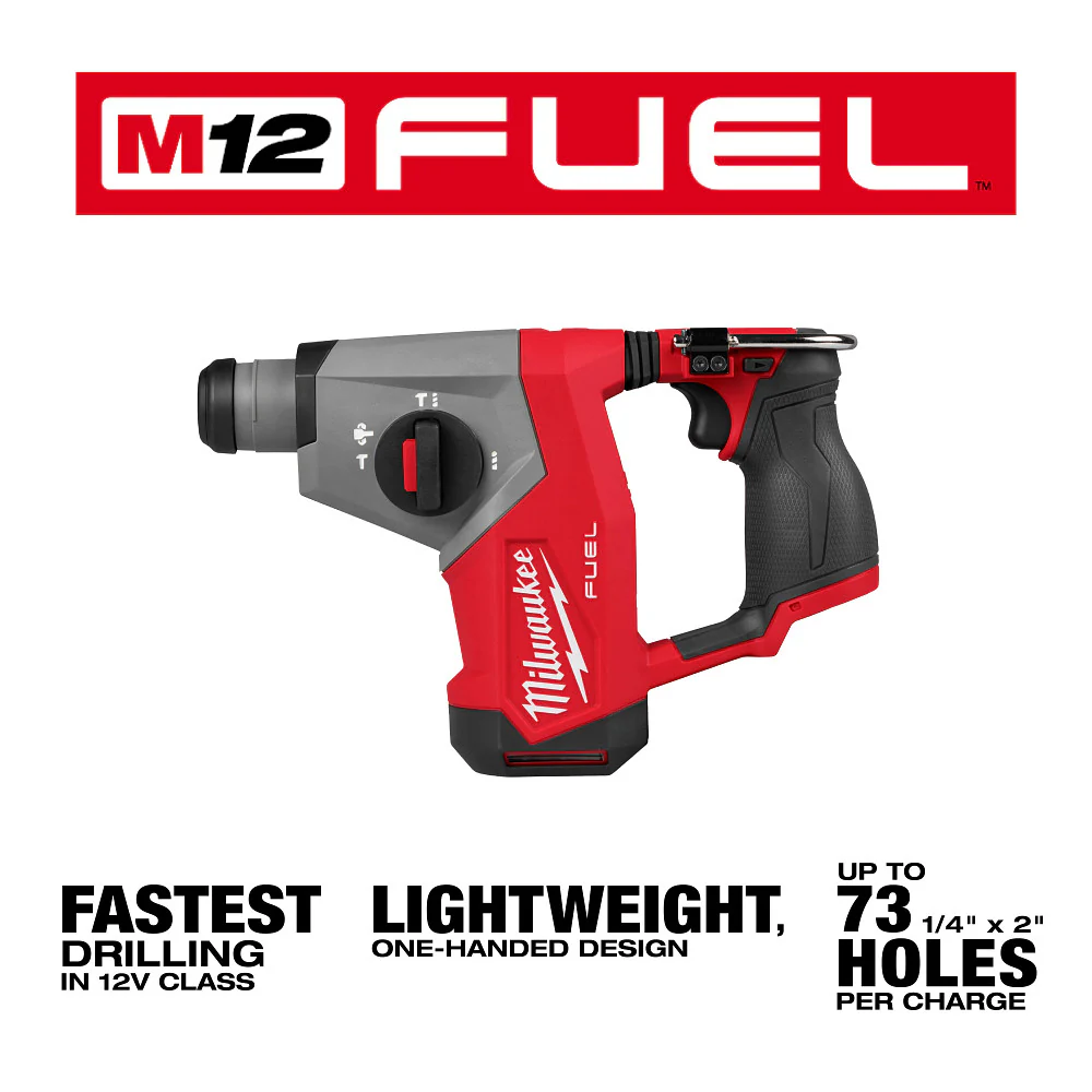 Milwaukee M12 FUEL 5/8" SDS Plus Rotary Hammer - Tool Only - Image 2