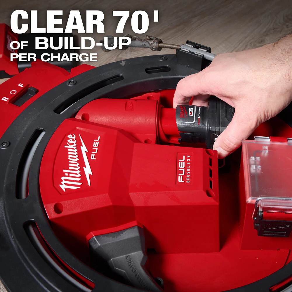 Milwaukee M12 FUEL High Speed Chain Snake For 1-1/4"-2" Pipes - Image 6