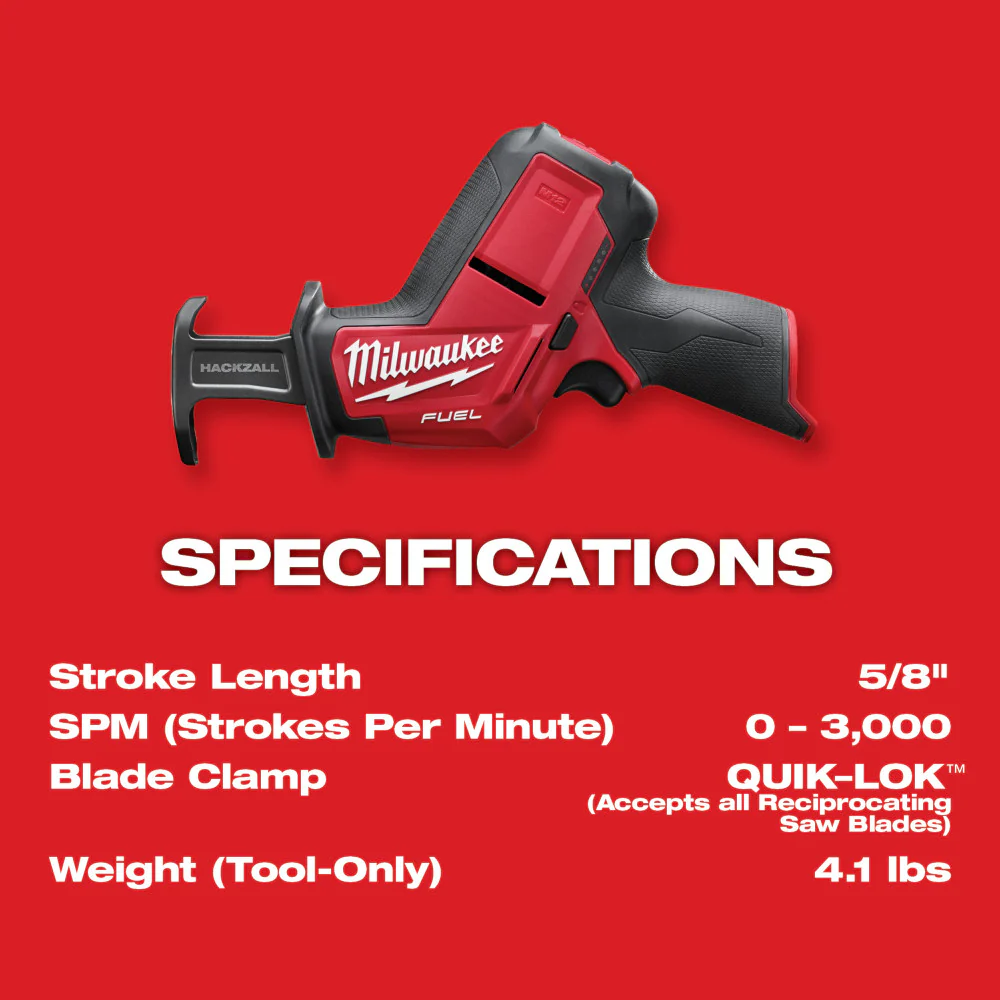 Milwaukee M12 FUEL Cordless HACKZALL Reciprocating Saw Kit - Image 8