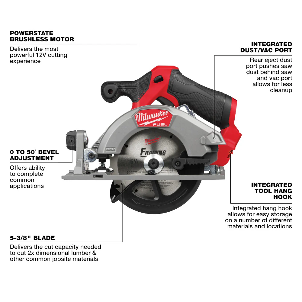 Milwaukee M12 FUEL™ 5-3/8" Circular Saw - Tool Only - Image 3