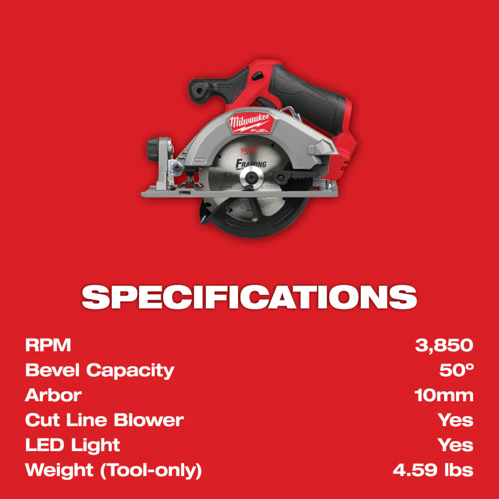 Milwaukee M12 FUEL™ 5-3/8" Circular Saw - Tool Only - Image 7