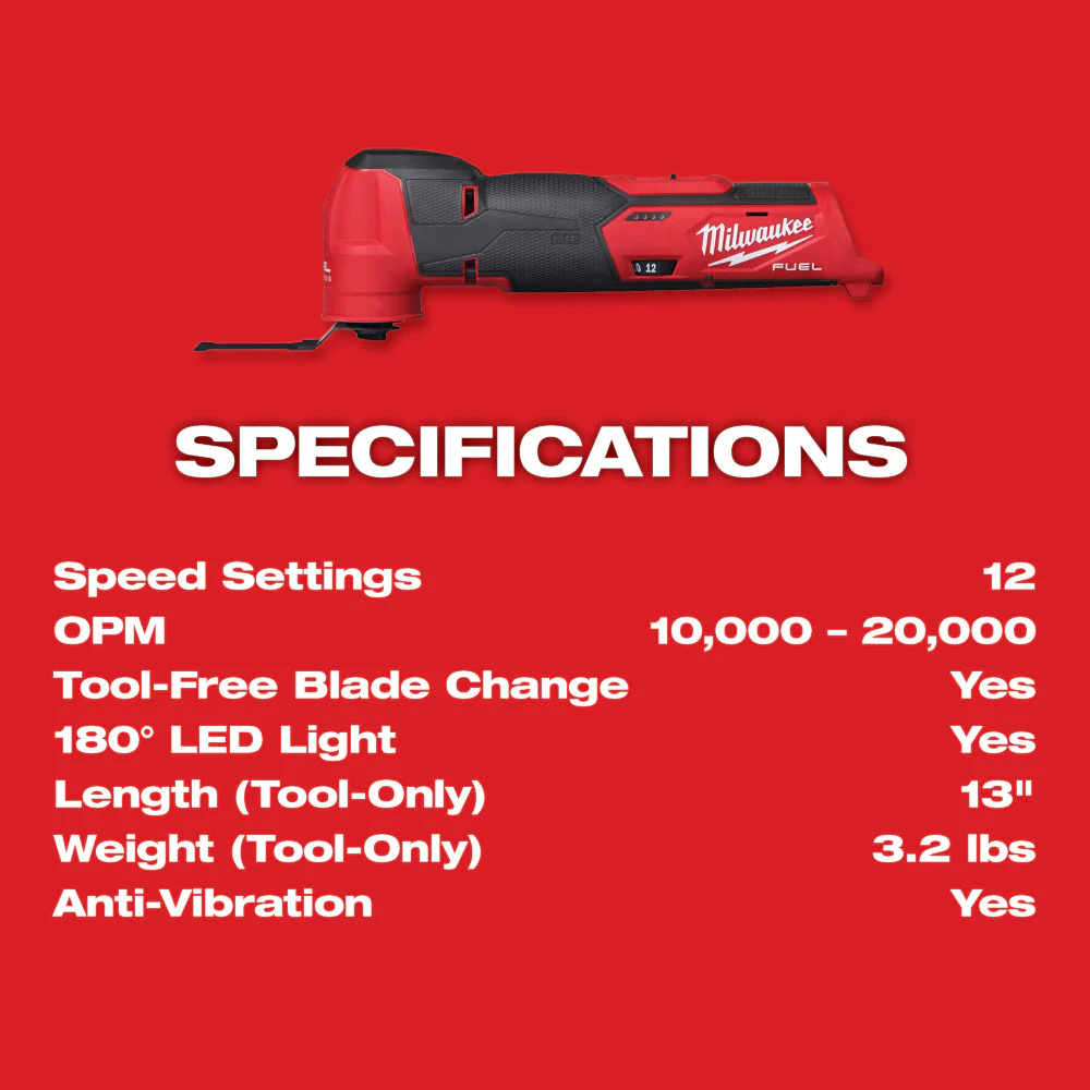 Milwaukee M12 FUEL Cordless Oscillating Multi-Tool - Tool Only - Image 7