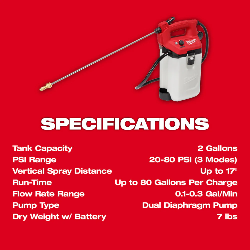 Milwaukee M12 Cordless 2 Gallon Handheld Sprayer Kit - Image 7