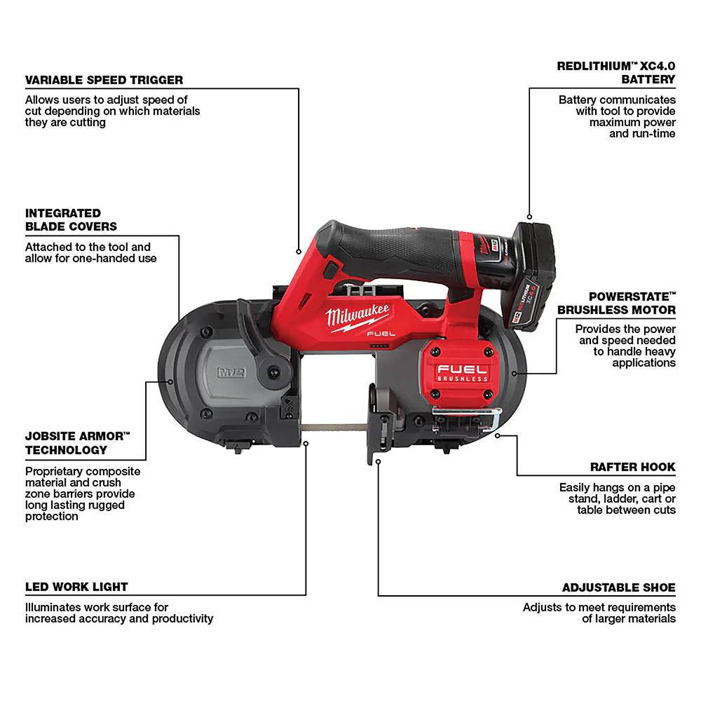 Milwaukee M12 FUEL Cordless Compact Band Saw Kit - Image 7