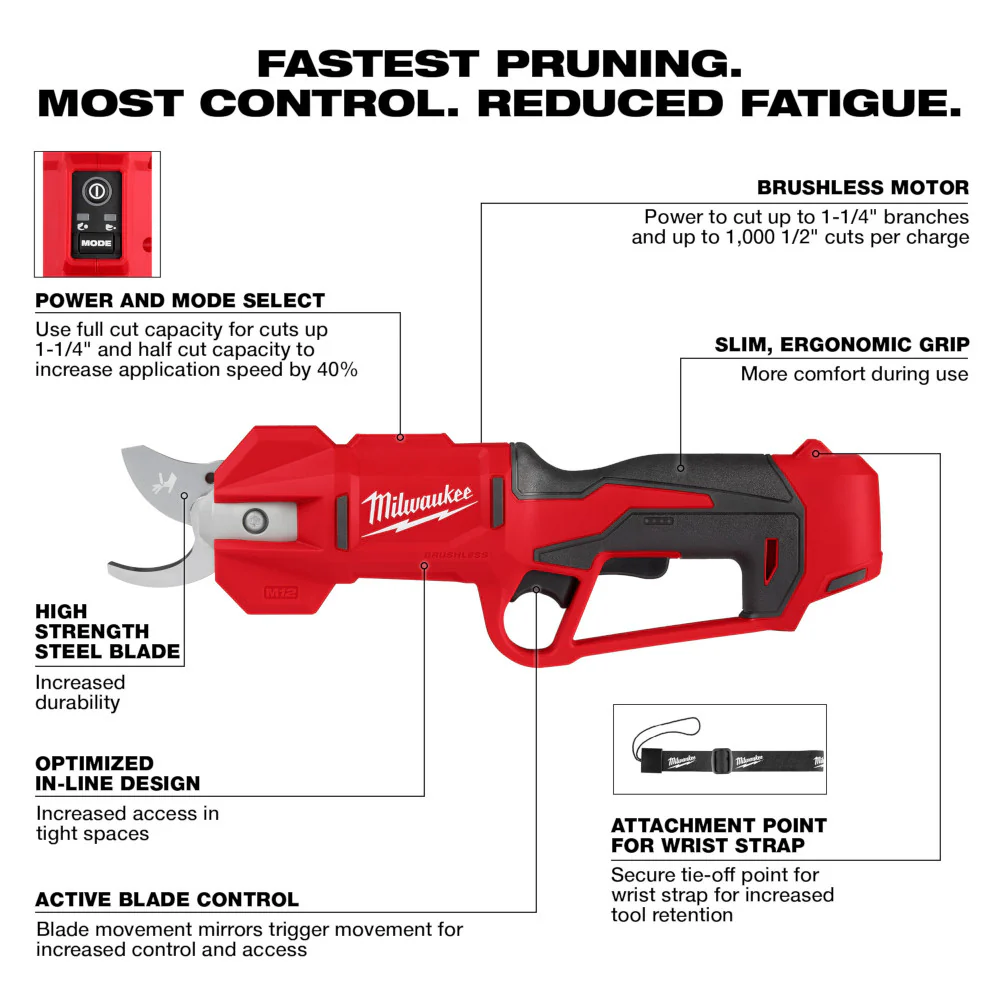 Milwaukee M12 Brushless Pruning Shears - Tool Only - Image 2