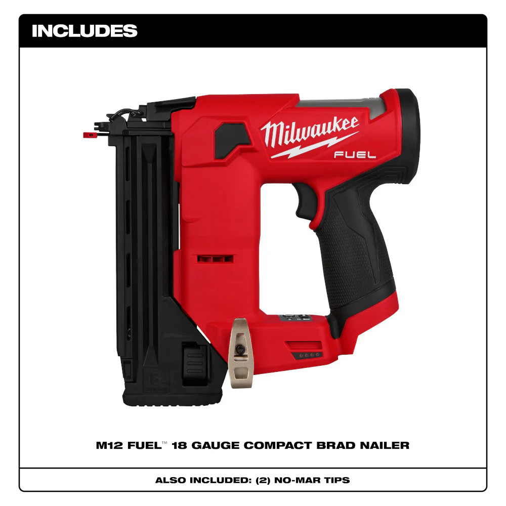 Milwaukee M12 FUEL™ 18 Gauge Compact Brad Nailer - Tool Only - Image 3