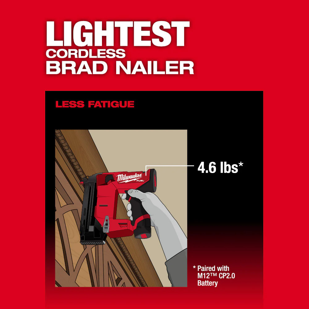 Milwaukee M12 FUEL™ 18 Gauge Compact Brad Nailer - Tool Only - Image 7