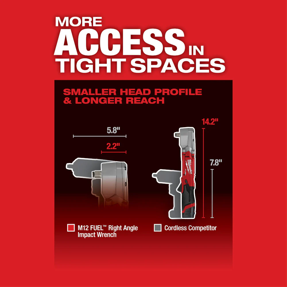 Milwaukee M12 FUEL 1/2" Right Angle Impact Wrench Kit - Image 5
