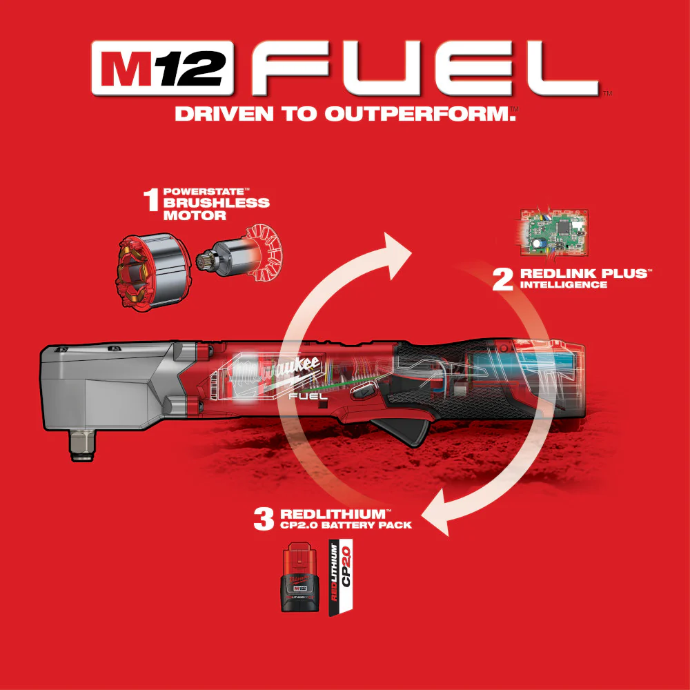 Milwaukee M12 FUEL 1/2" Right Angle Impact Wrench Kit - Image 7