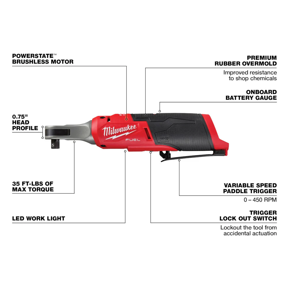 Milwaukee M12 FUEL 3/8" High Speed Ratchet - Tool Only - Image 3