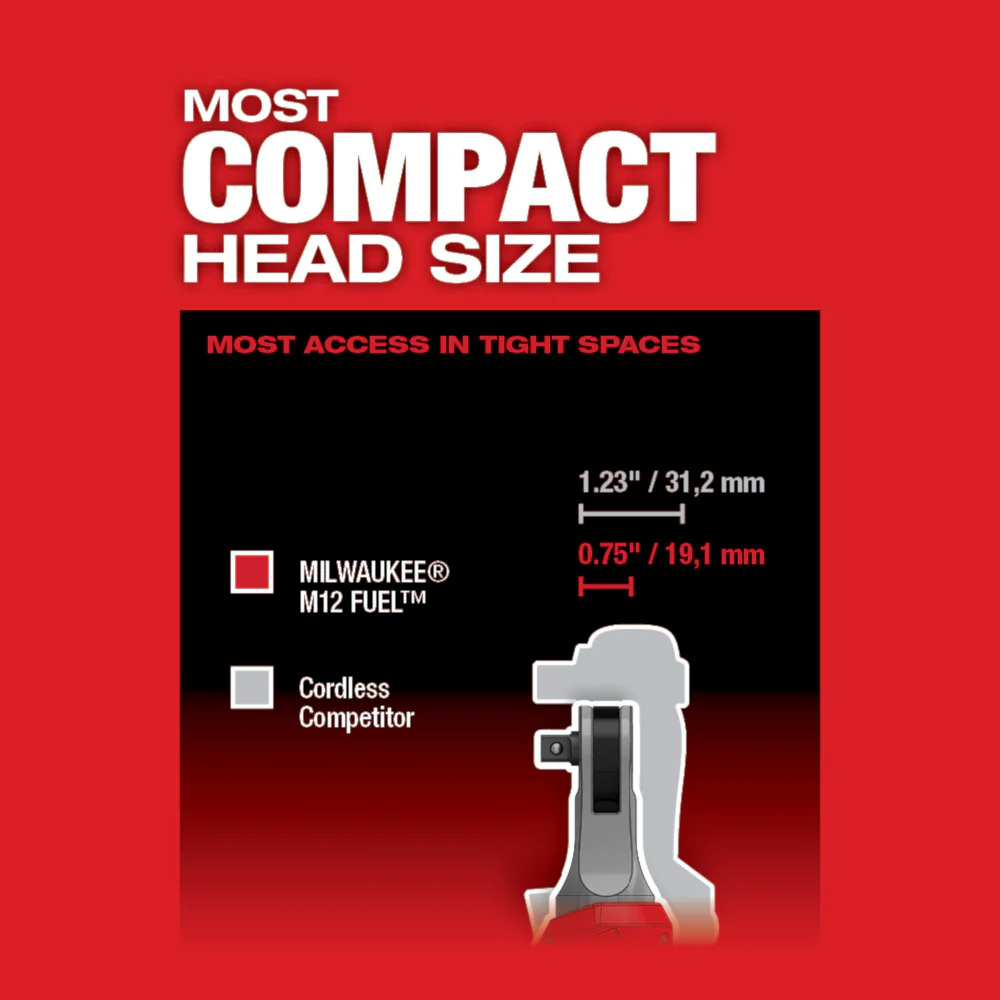 Milwaukee M12 FUEL 3/8" High Speed Ratchet - Tool Only - Image 5