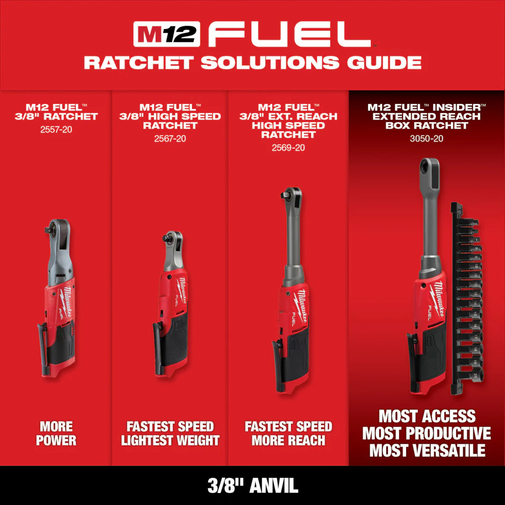 Milwaukee M12 FUEL 3/8" High Speed Ratchet - Tool Only - Image 8