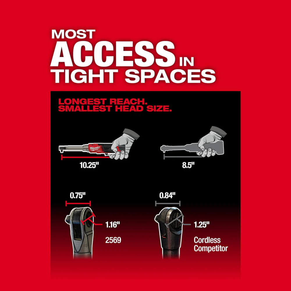 Milwaukee M12 FUEL™ 3/8" Extended Reach High Speed Ratchet - Tool Only - Image 4