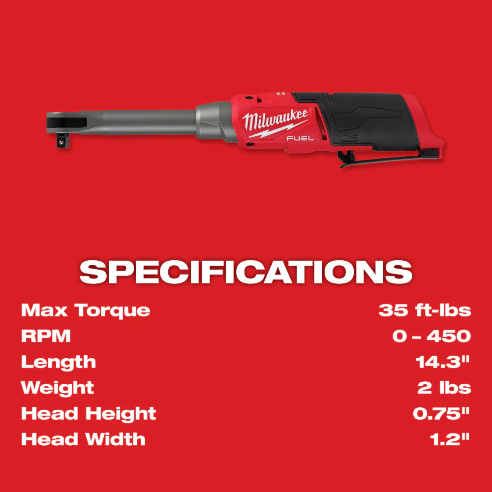 Milwaukee M12 FUEL™ 3/8" Extended Reach High Speed Ratchet - Tool Only - Image 7