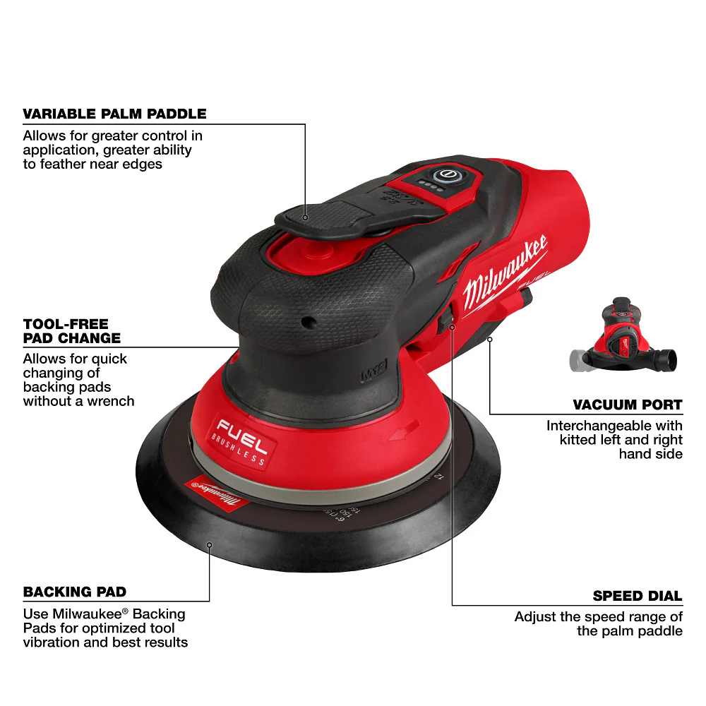 Milwaukee M12 FUEL™ 6" Random Orbital Sander - Tool Only(3/32") - Image 4