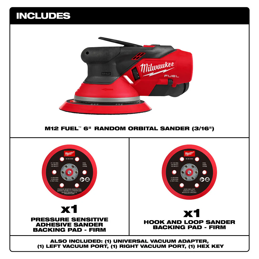 Milwaukee M12 FUEL™ 6" Random Orbital Sander - Tool Only (3/16") - Image 2