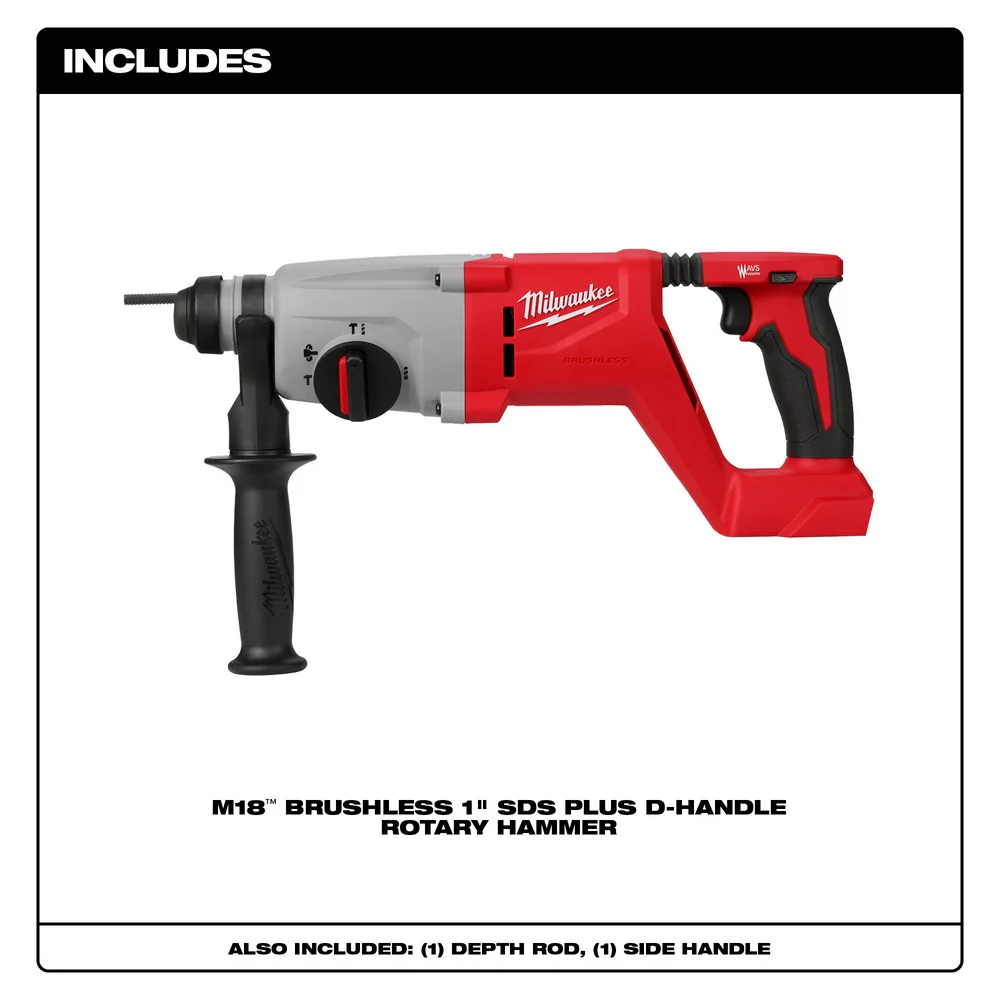 Milwaukee M18 Brushless 1" SDS Plus D-Handle Rotary Hammer - Tool Only - Image 2