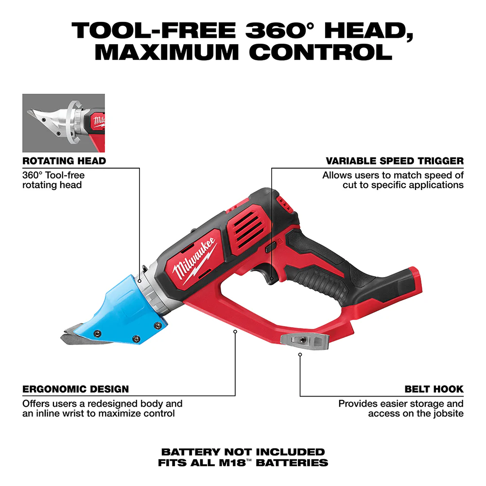 Milwaukee M18 Cordless 14 Gauge Double Cut Shear - Tool Only - Image 2