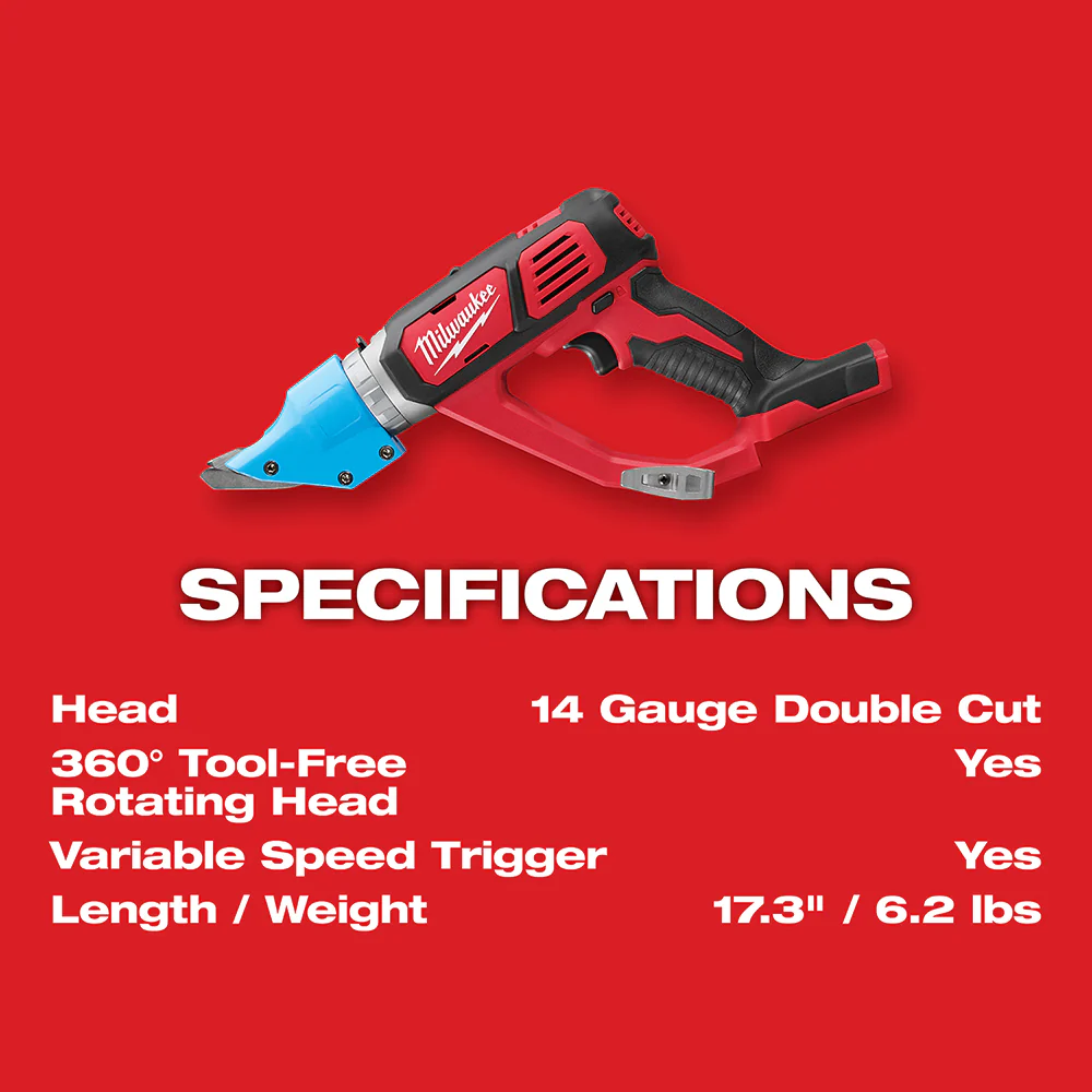 Milwaukee M18 Cordless 14 Gauge Double Cut Shear - Tool Only - Image 4