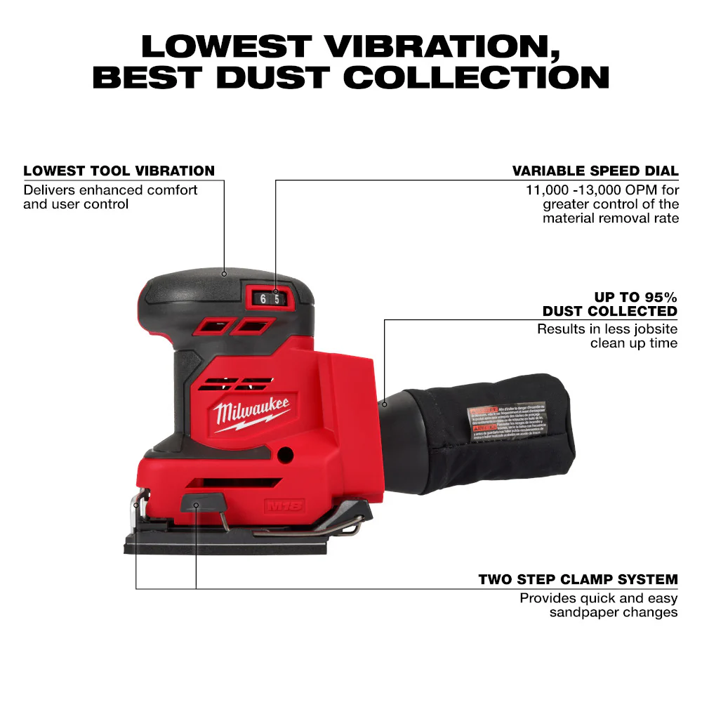 Milwaukee M18 Orbital 1/4 Sheet Sander - Tool Only - Image 3