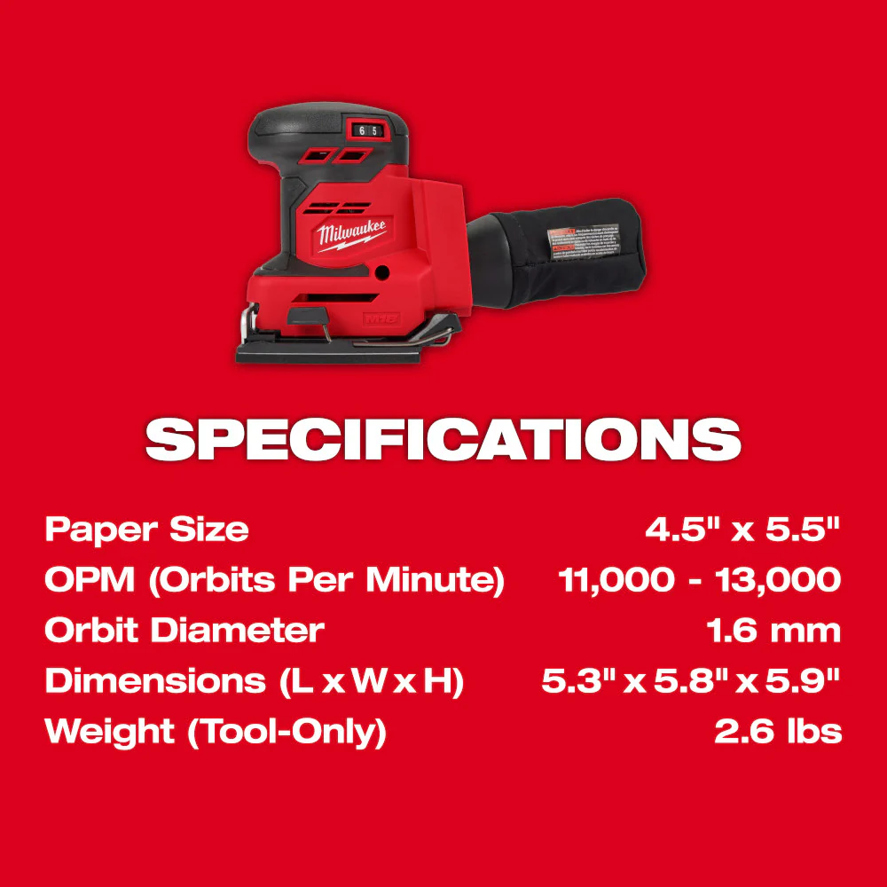 Milwaukee M18 Orbital 1/4 Sheet Sander - Tool Only - Image 4