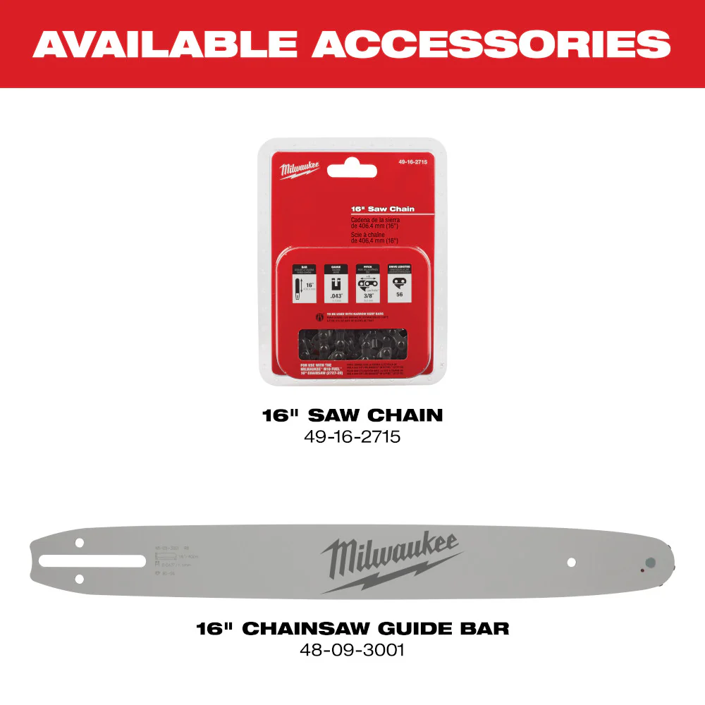 Milwaukee M18 FUEL Cordless 16" Chainsaw - Tool Only - Image 14