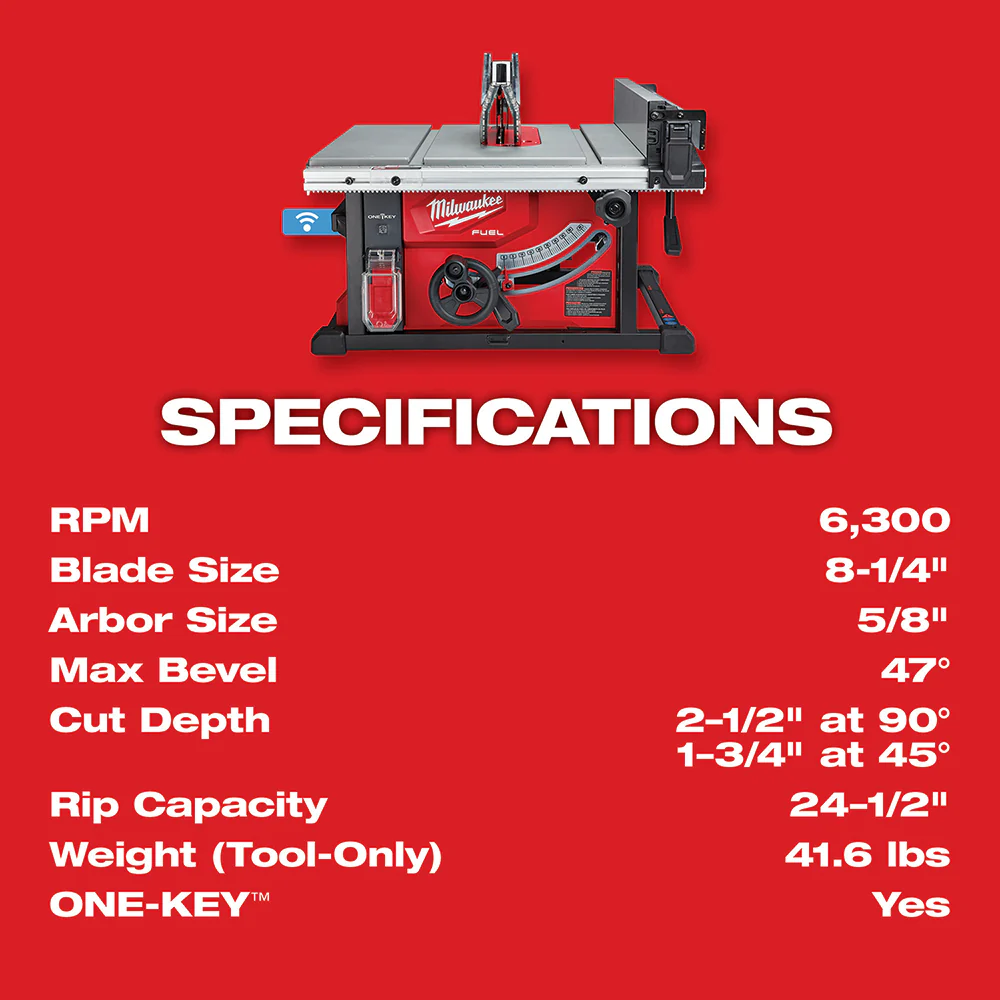 Milwaukee M18 FUEL Cordless 8-1/4" Table Saw with ONE-KEY - Tool Only - Image 8
