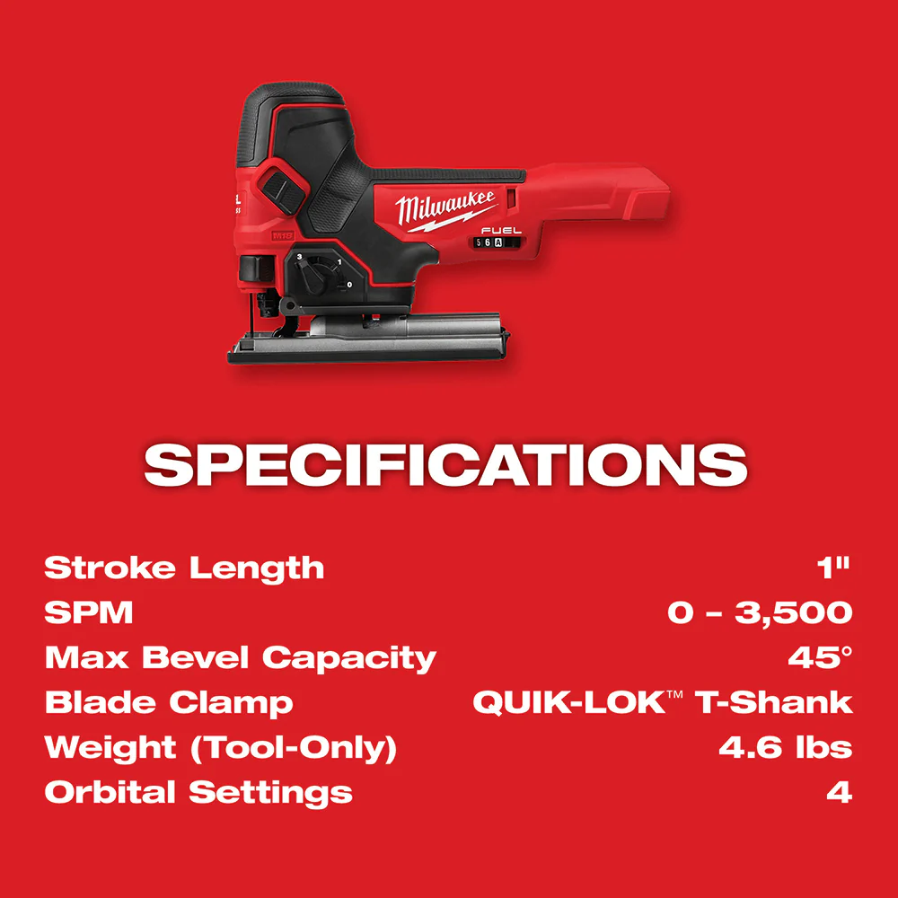 Milwaukee M18 FUEL Cordless Barrel Grip Jig Saw - Tool Only - Image 8